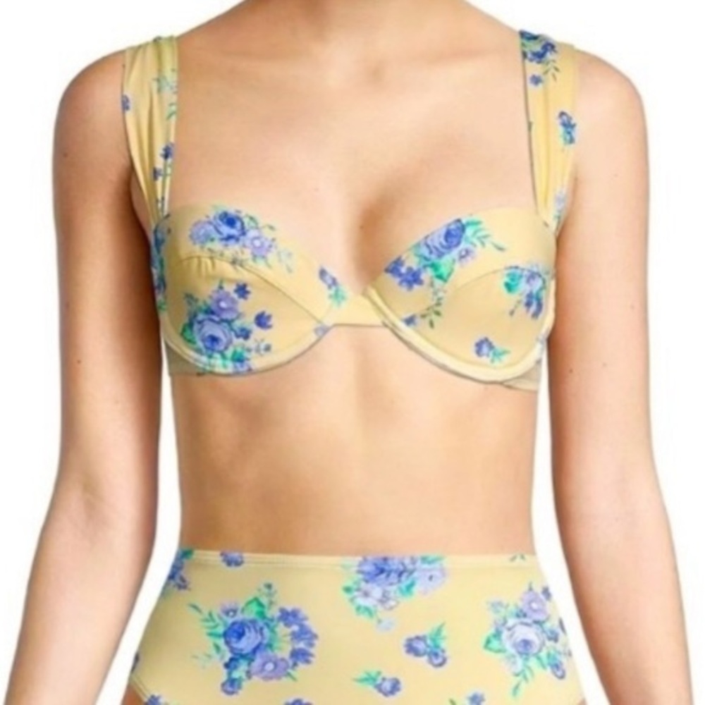 WEWOREWHAT GOLDEN HOUR FLORAL  BIKINI TOP SZ M